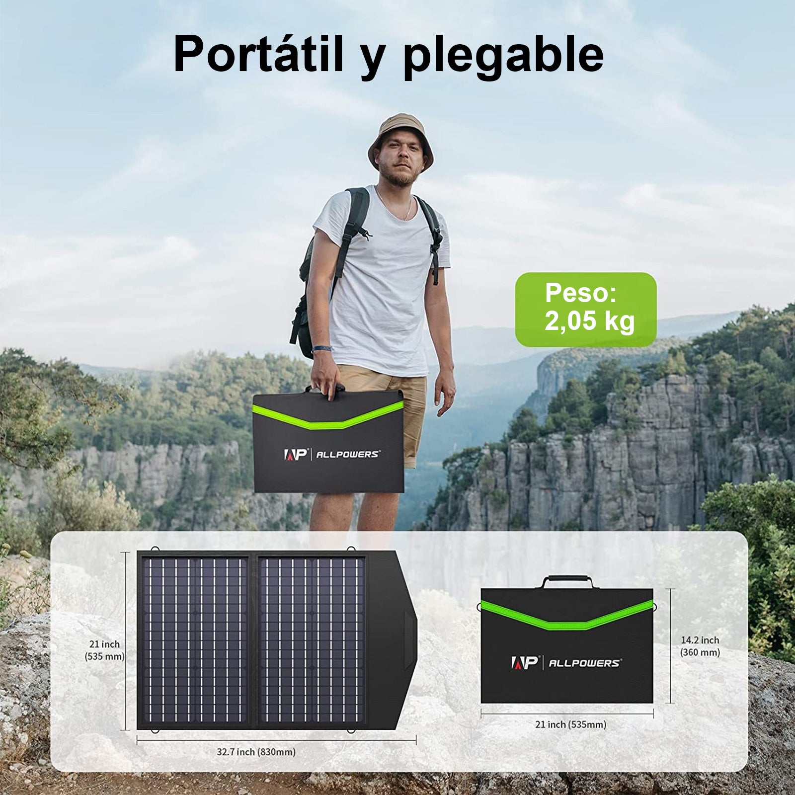 ALLPOWERS SP020 Placa Solar Portátil Monocristalino 60W