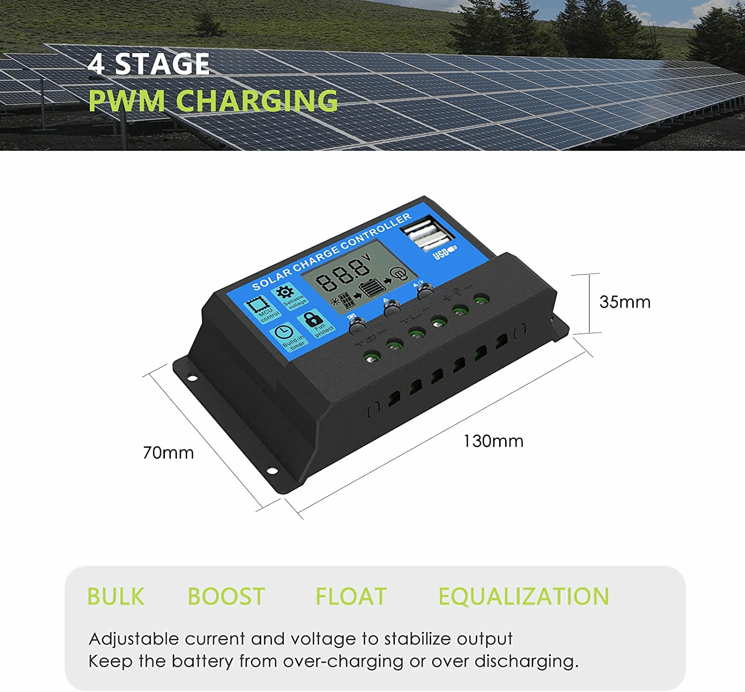 ALLPOWERS Controlador de cargador solar 30A
