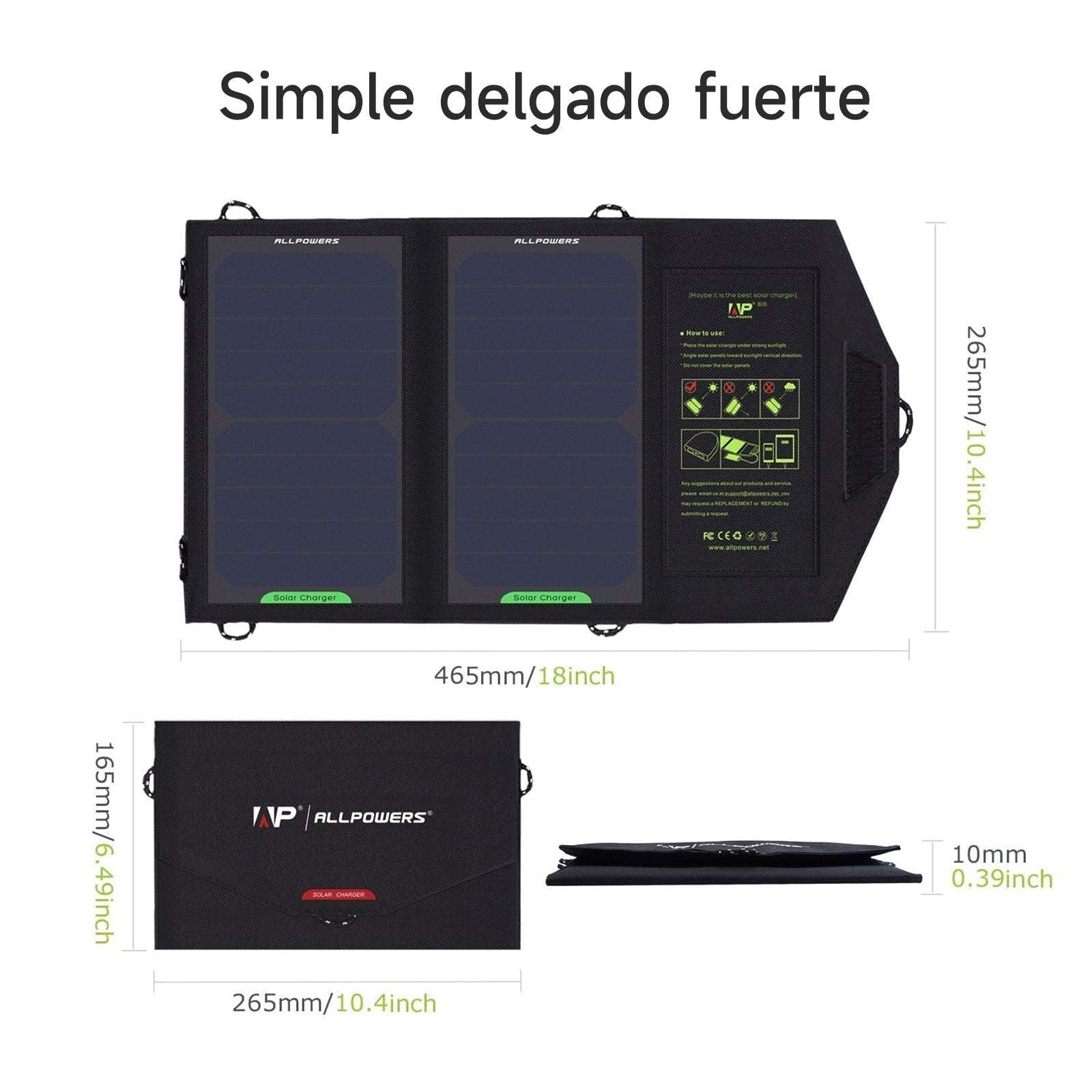 ALLPOWERS Cargador solar 5V 10W
