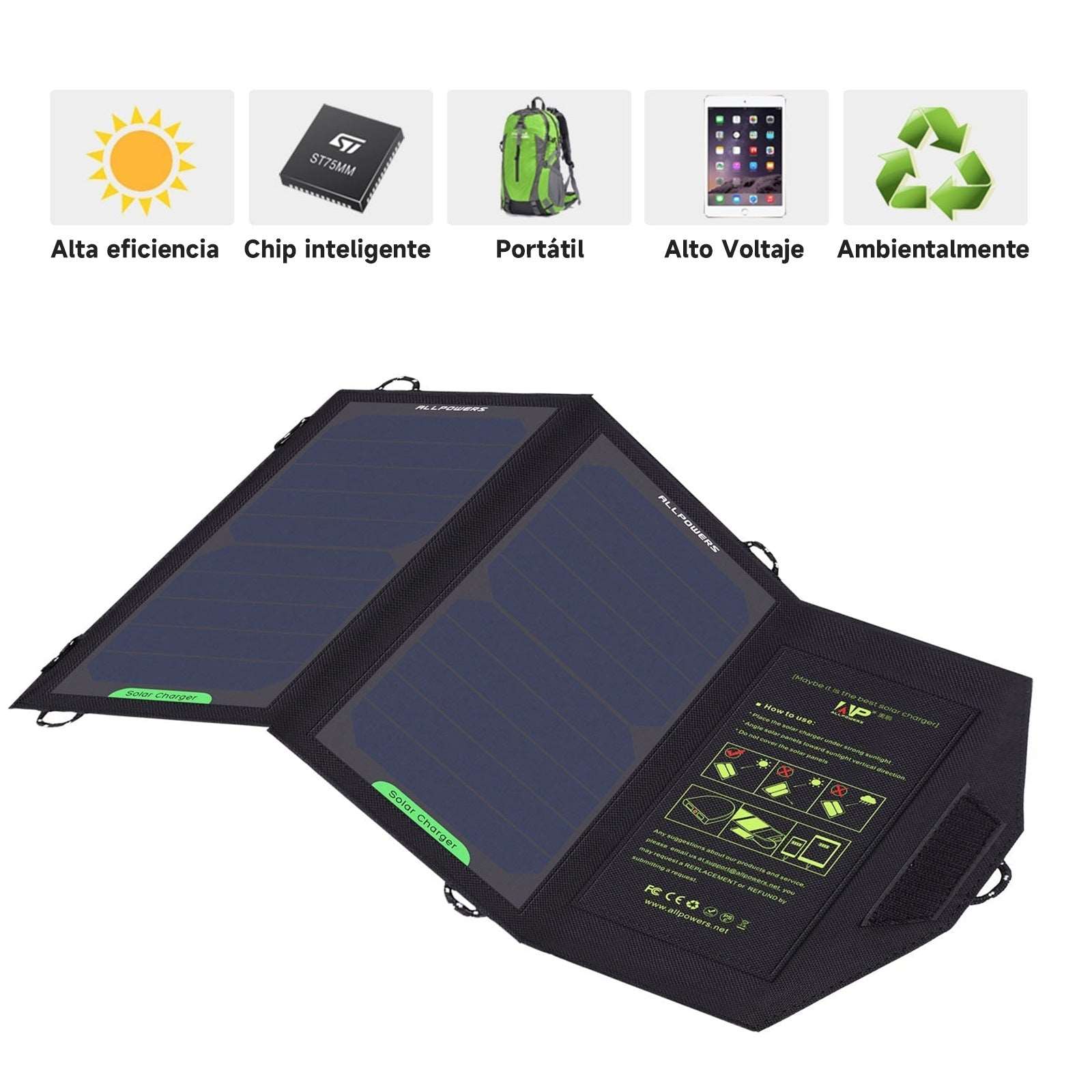 ALLPOWERS Cargador solar 5V 10W