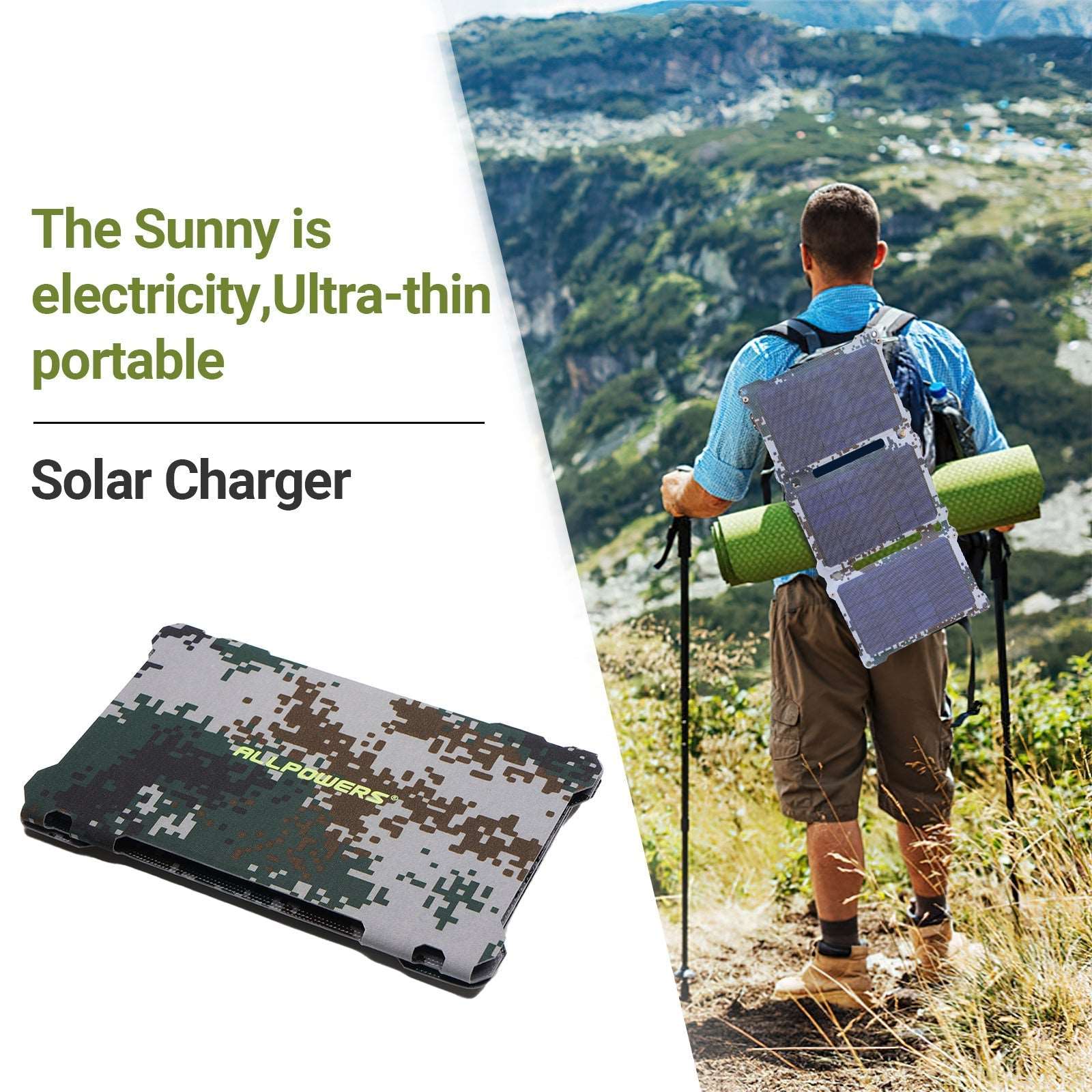 ALLPOWERS Panel Solar de Camuflaje 5V 21W