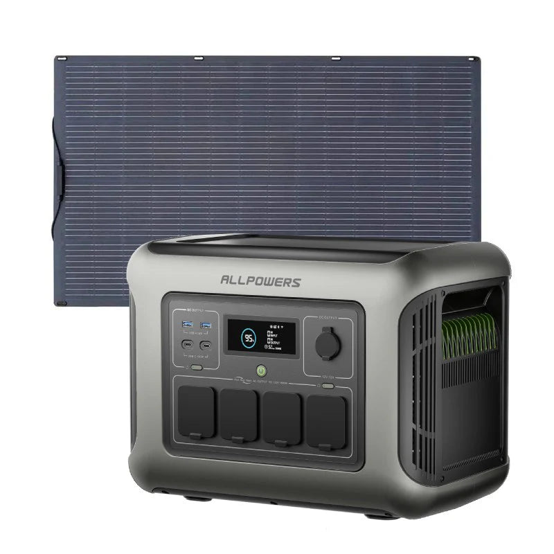 ALLPOWERS Generador Solar 1600W (R1500 LITE + SF200 Placa Solar Flexible 200W)