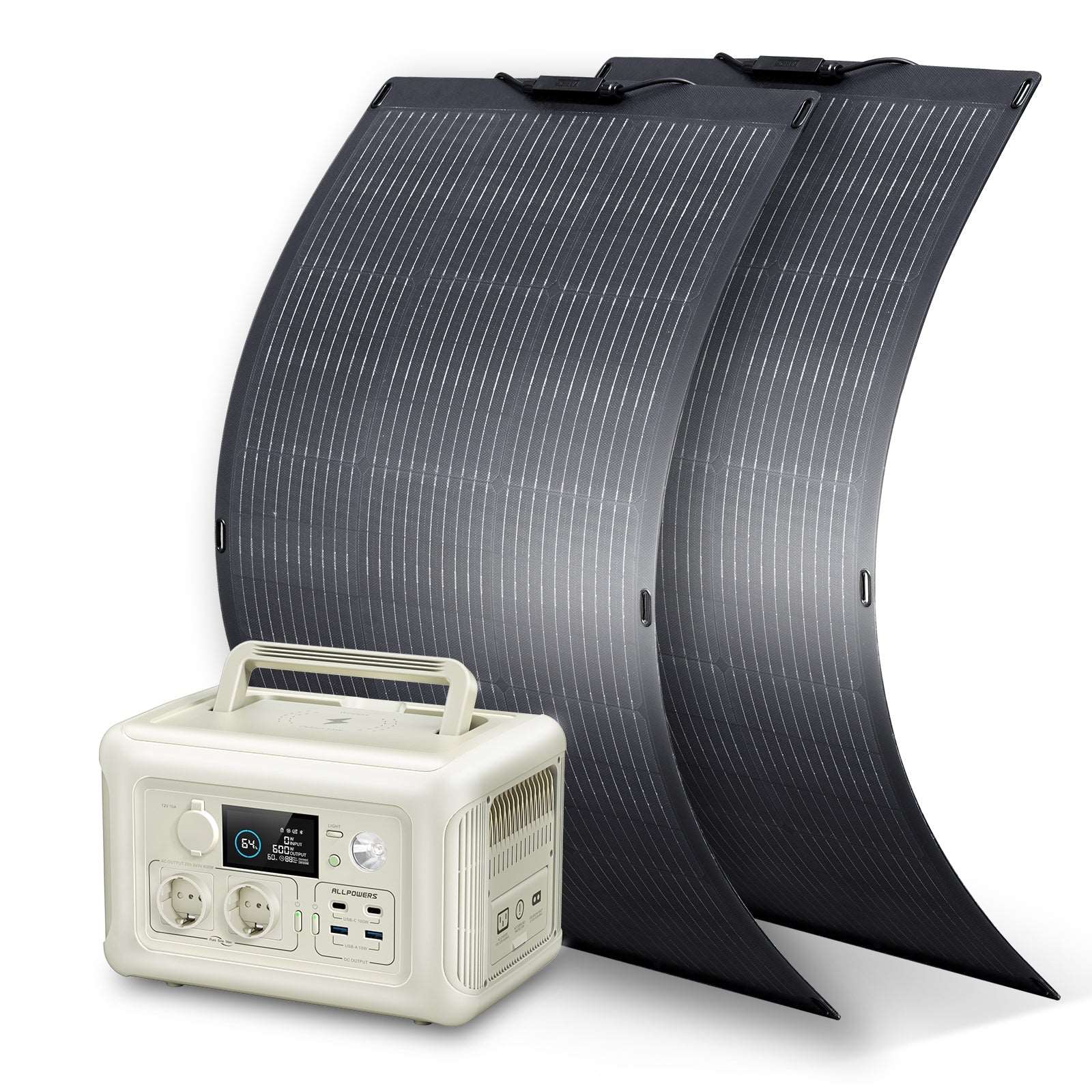 ALLPOWERS Generador Solar 600W (R600 + SF100 Panel Solar Flexible 100W)