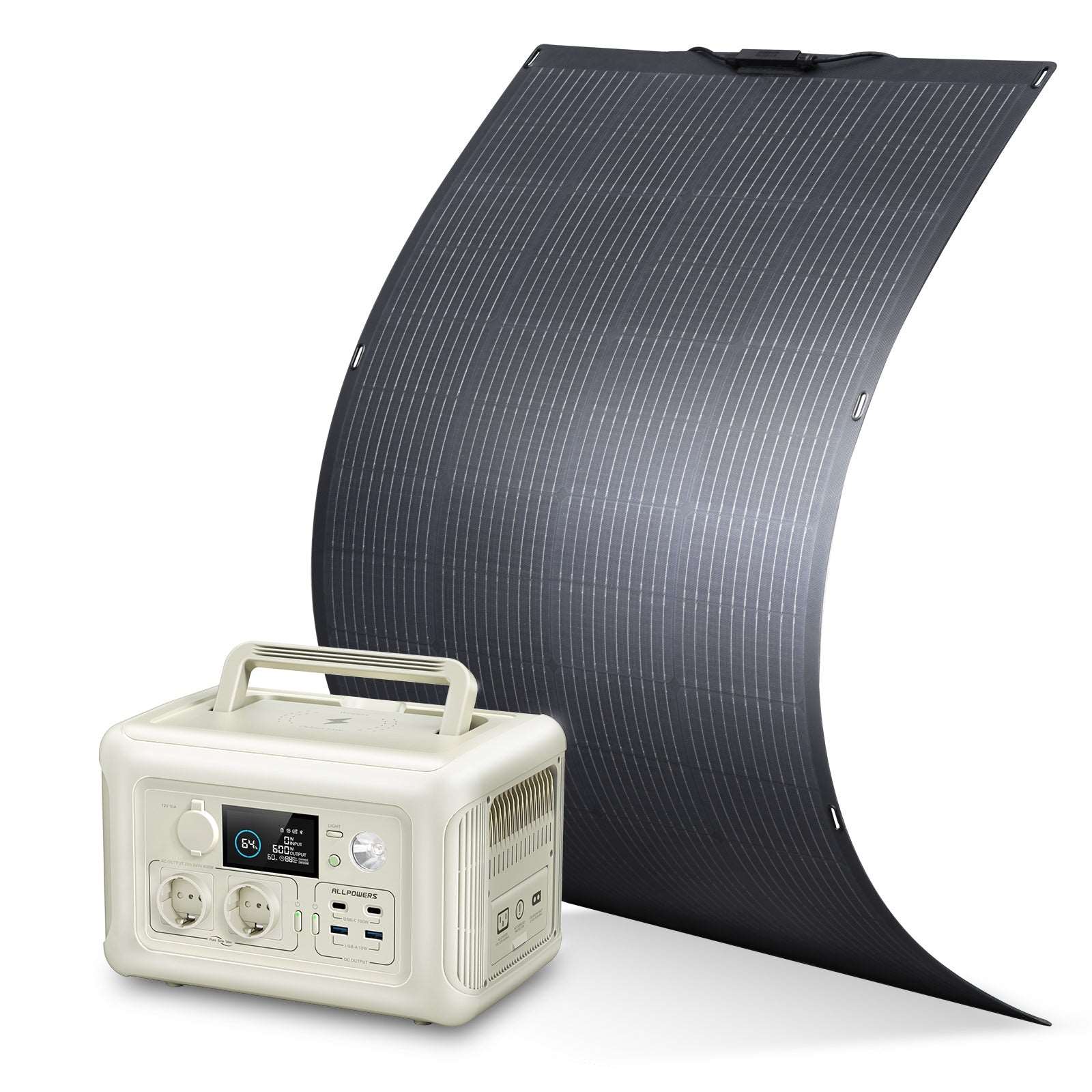 ALLPOWERS Generador Solar 600W (R600 +SF200 Panel Solar Flexible 200W)
