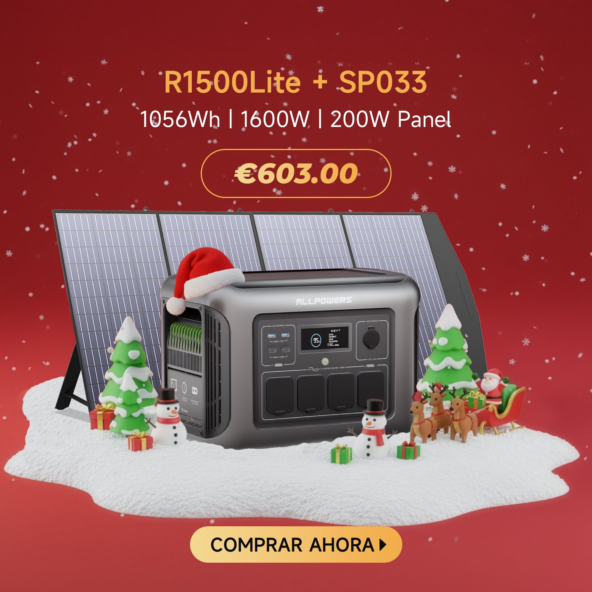 ALLPOWERS Generador Solar 1600W (R1500 LITE + SP033 Panel Solar 200W)