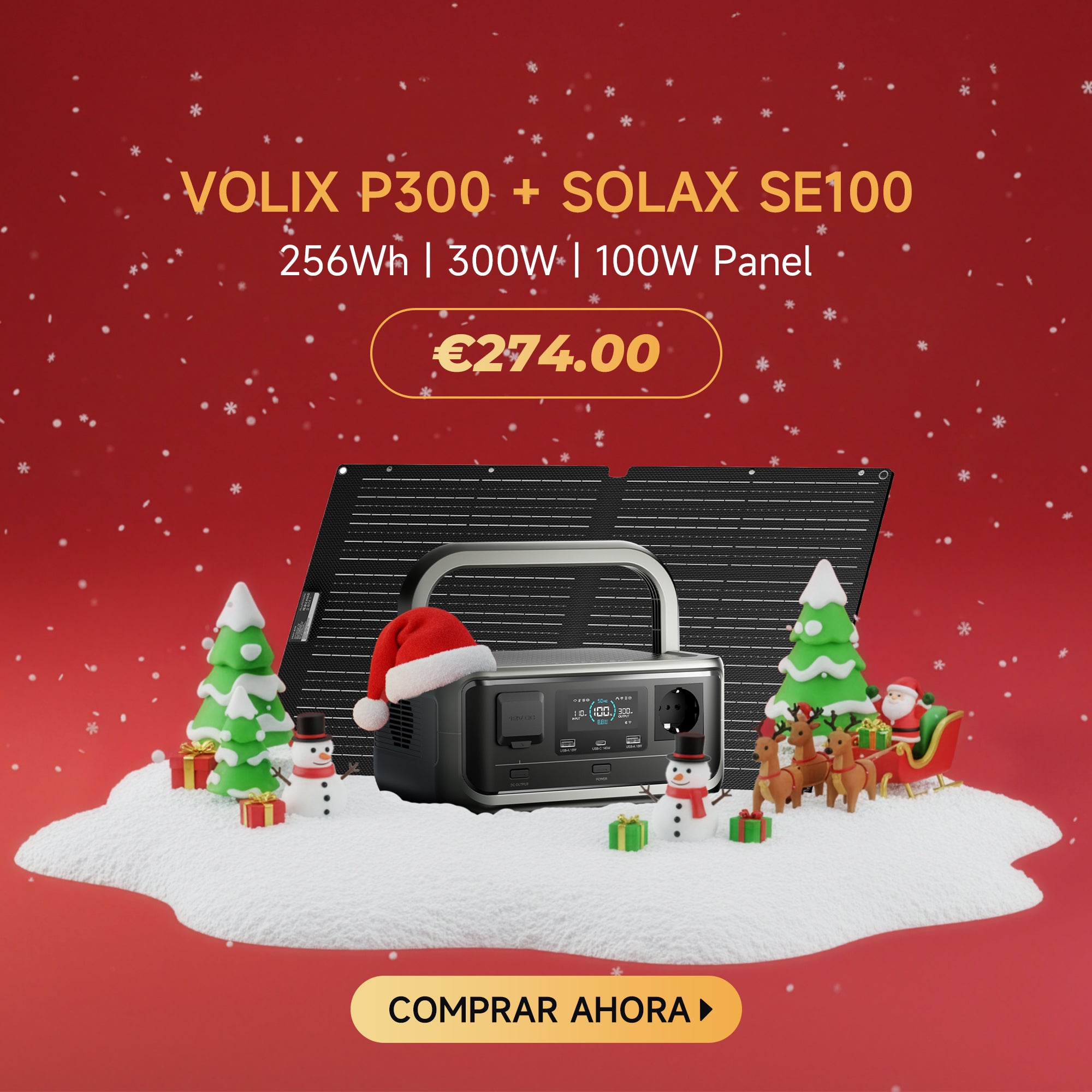 ALLPOWERS Generador Solar 300W (P300 + SOLAX SE100 Placa Solar Flexible 100W)