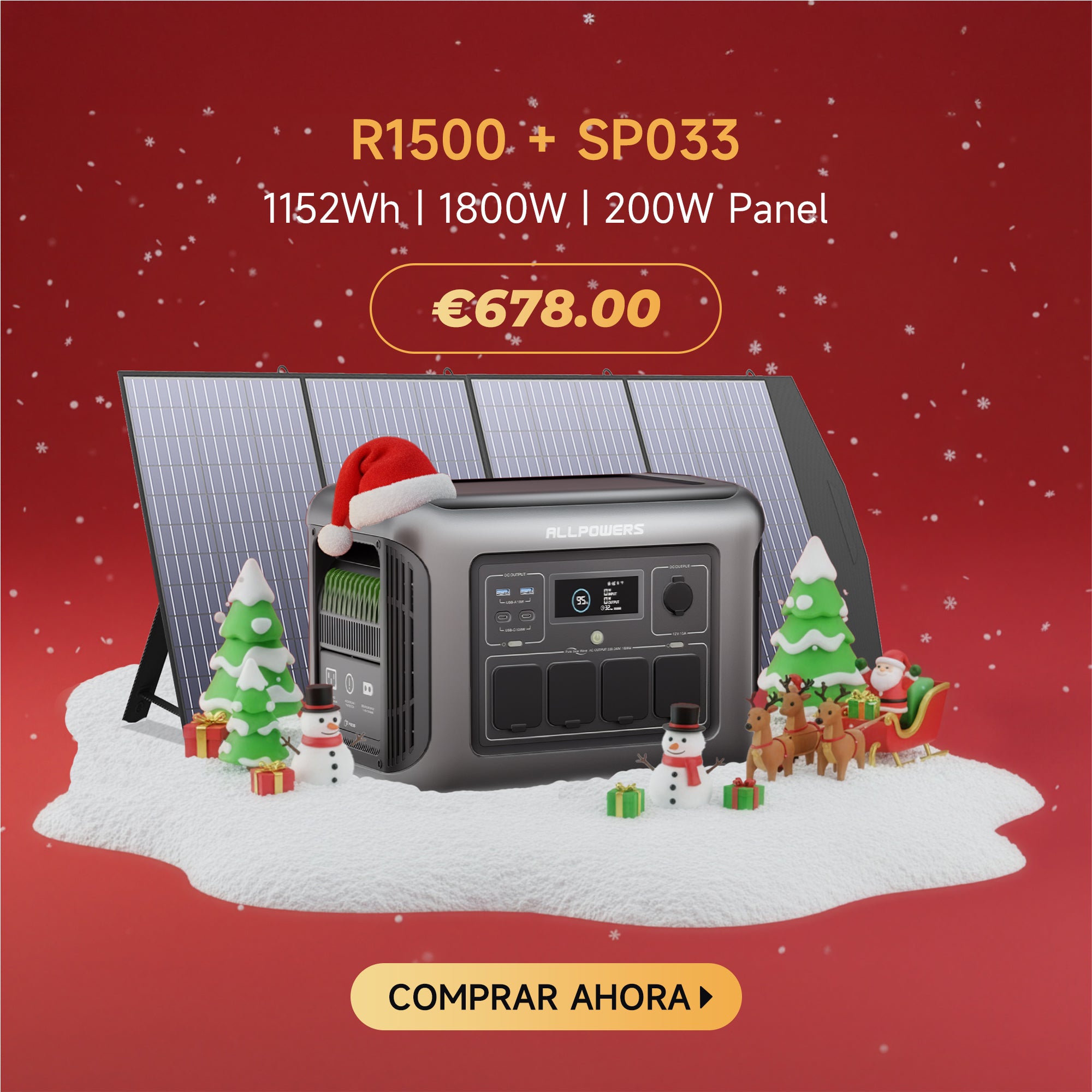 ALLPOWERS Generador Solar 1800W (R1500 + SP033 Panel Solar 200W)