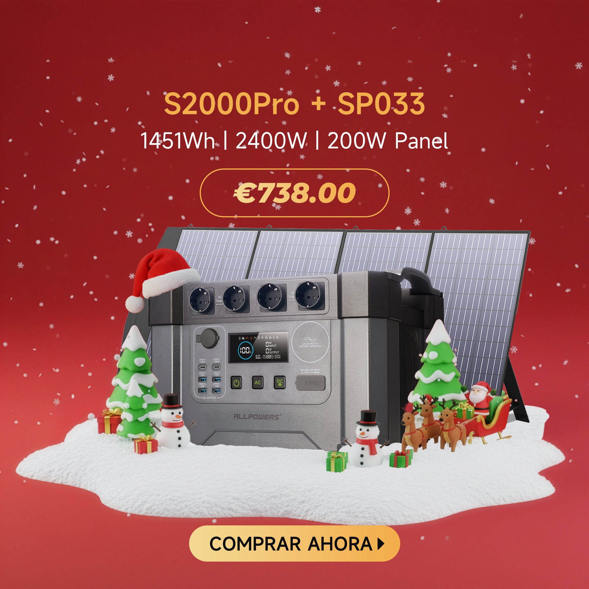 ALLPOWERS Generador Solar 2400W (S2000 Pro + SP033 Panel Solar 200W)