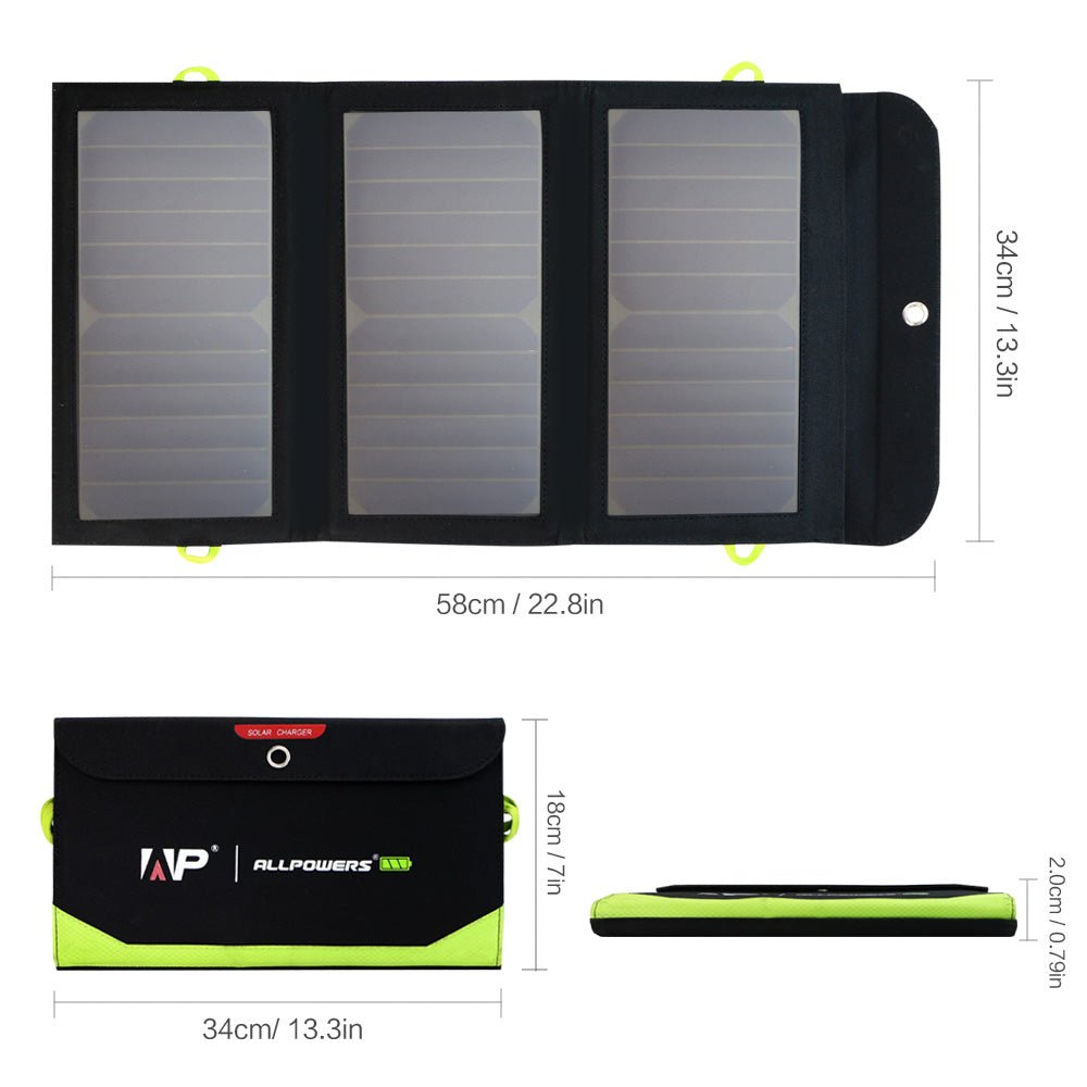 ALLPOWERS SP002 Placa Solar Batería Incorporada de 10000mAh 5V 21W
