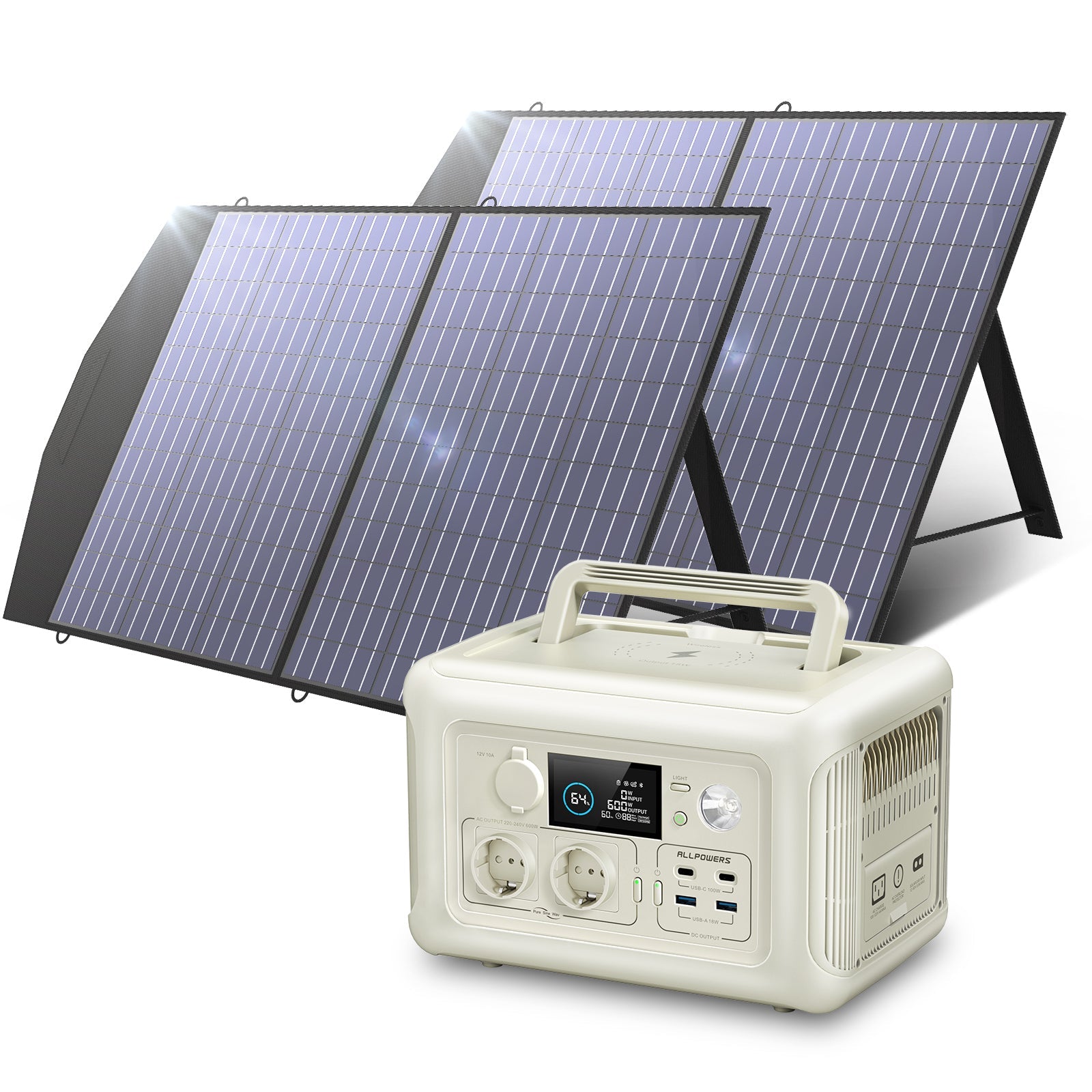 ALLPOWERS Kit Generador Solar 600W (R600 + SP027 Panel solar 100W )