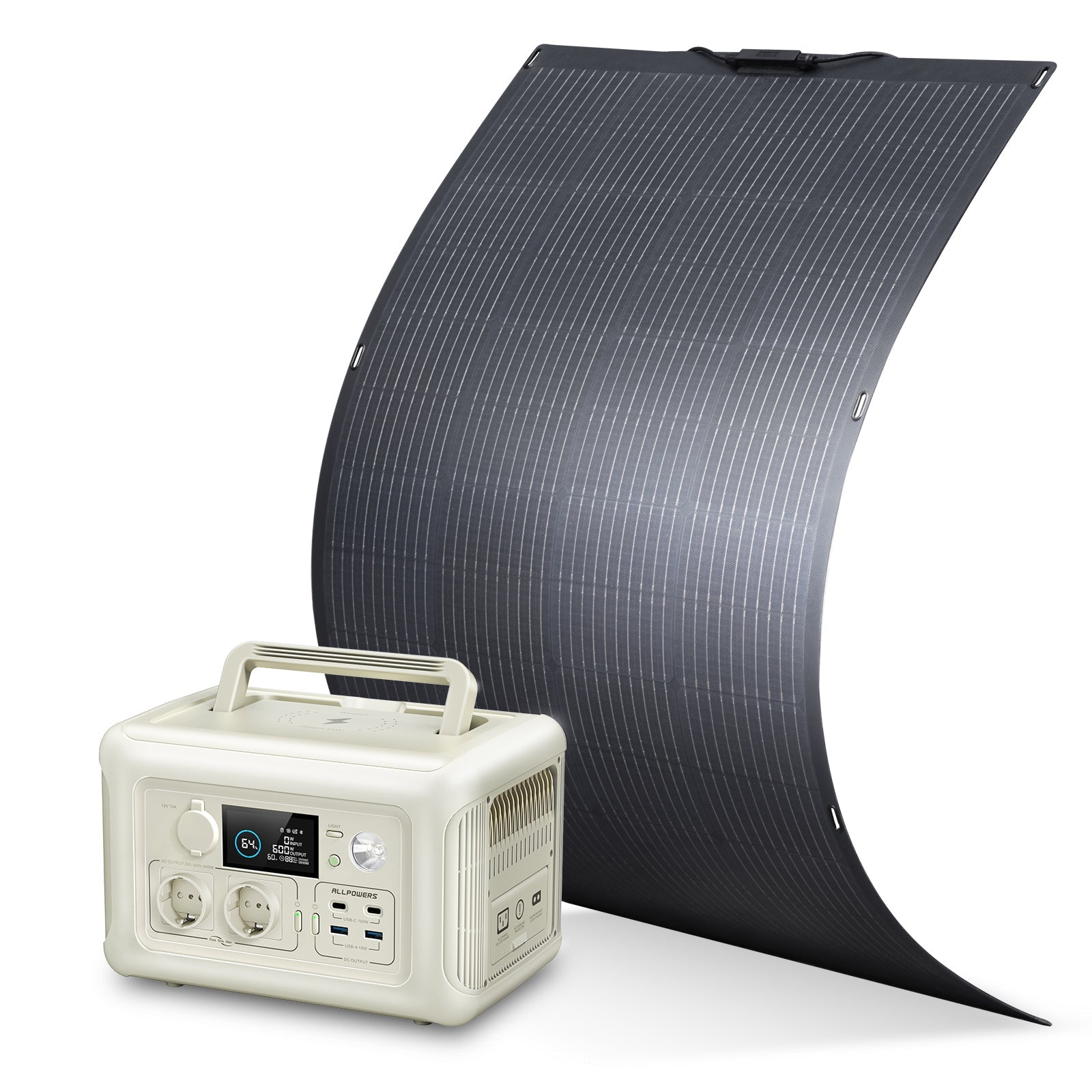 ALLPOWERS Kit Generador Solar 600W (R600 +SF200  Panel Solar Flexible 200W )